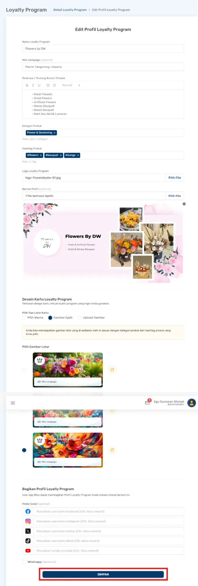 mengelola loyalty program Bliss